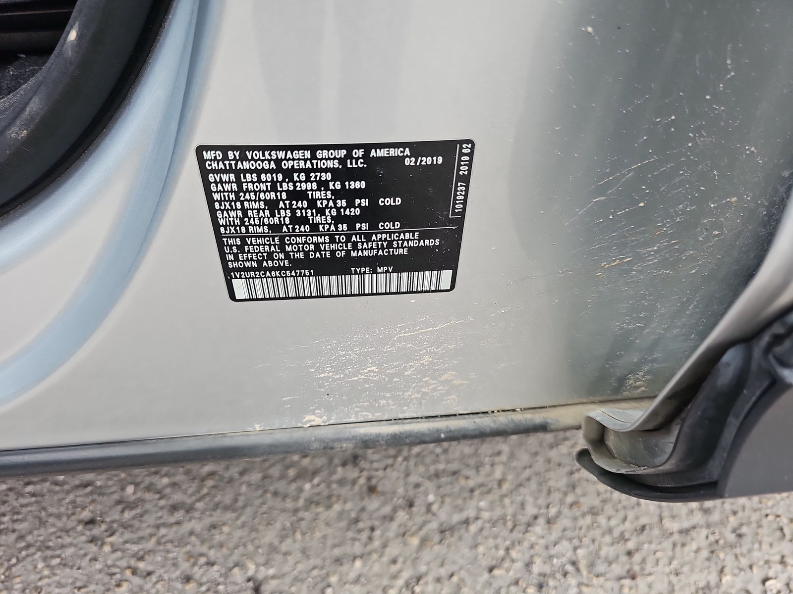 2019 Volkswagen Atlas 3.6L SE AWD
