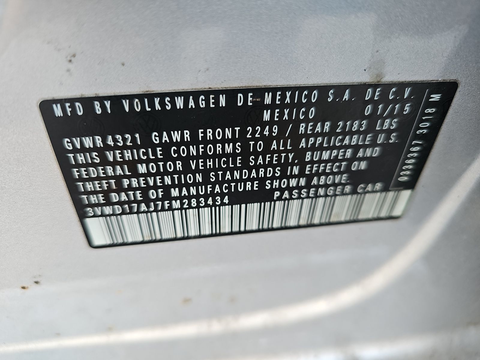 2015 Volkswagen Jetta 1.8T SE FWD