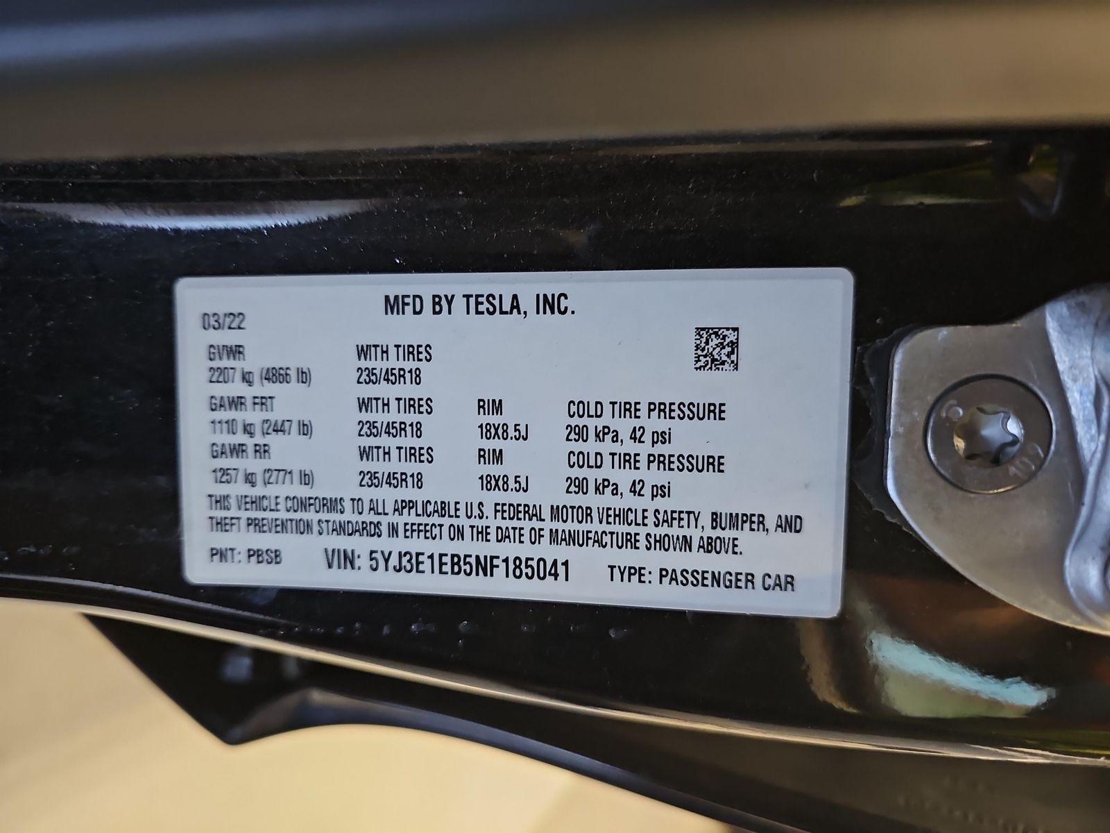 2022 Tesla Model 3 Long Range AWD