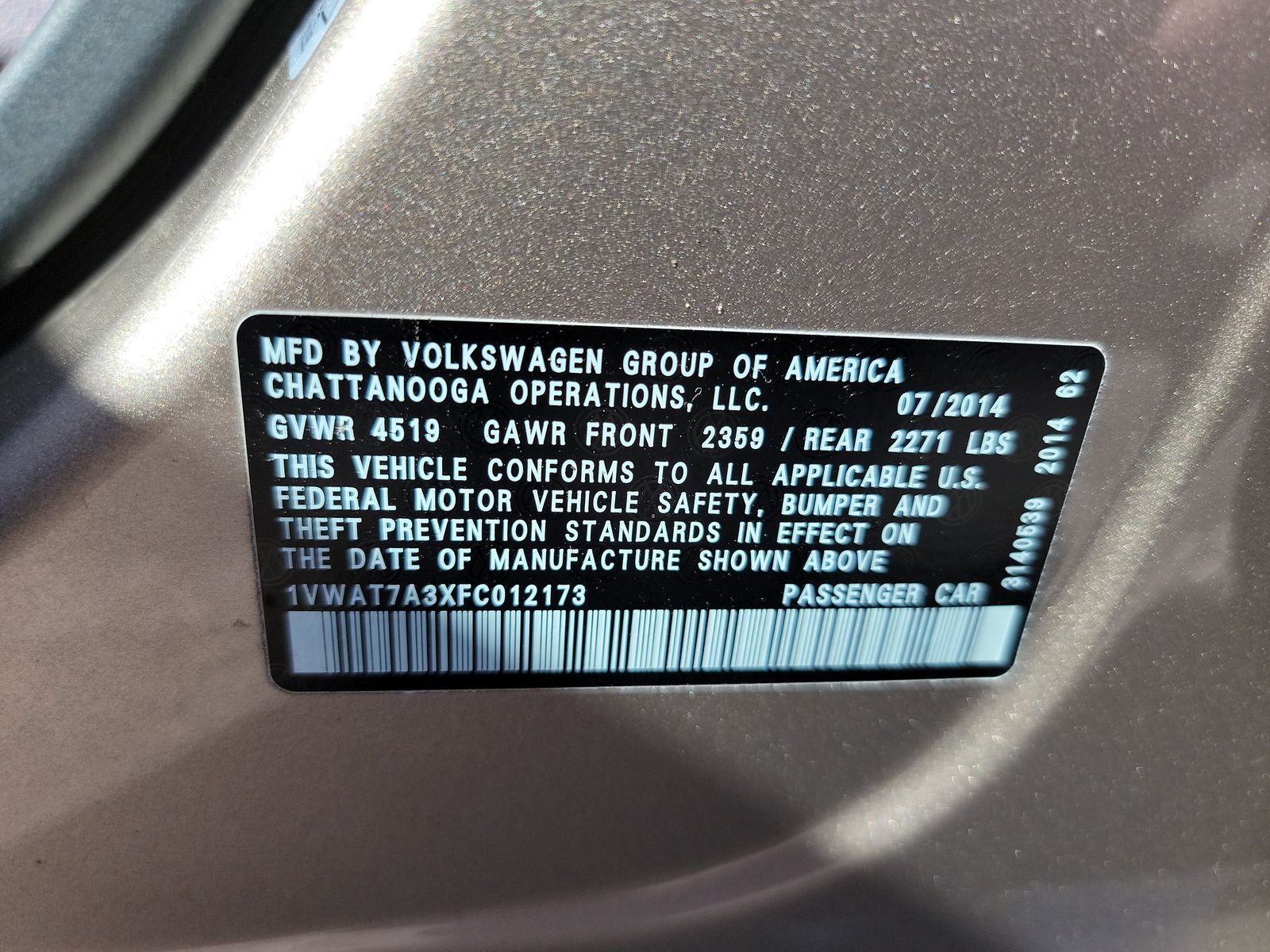 2015 Volkswagen Passat 1.8T S FWD