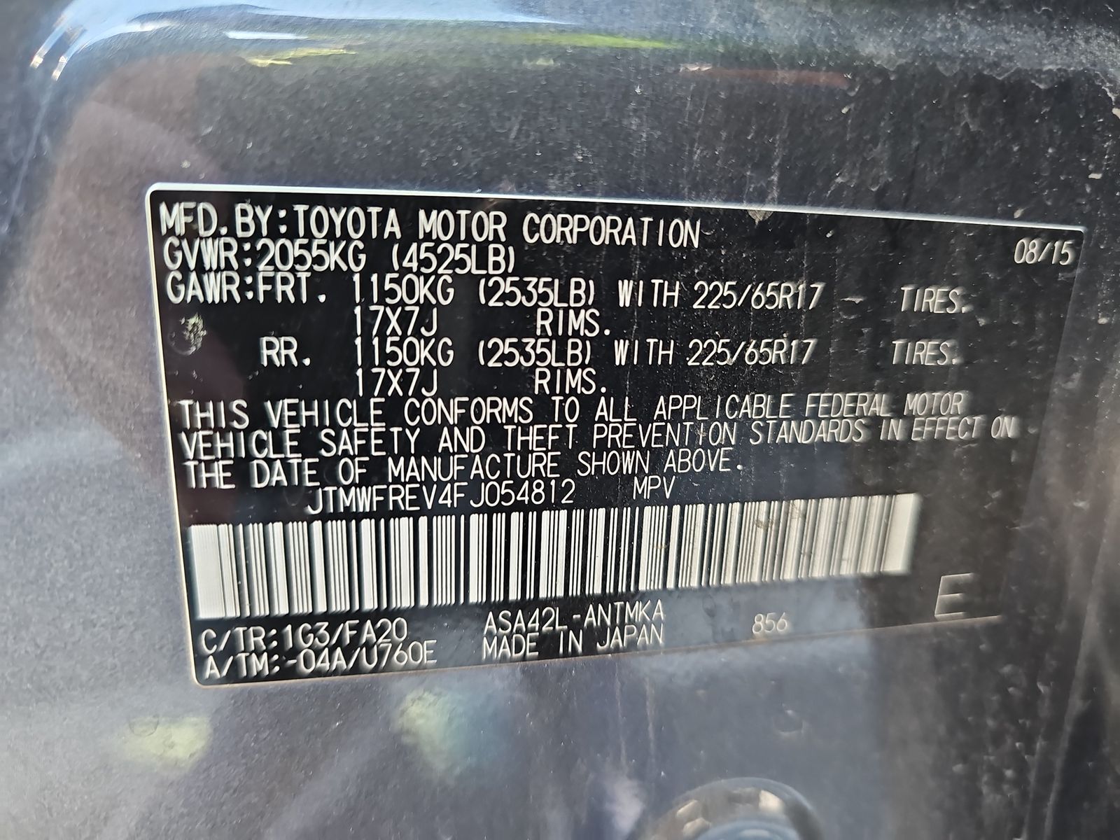 2015 Toyota RAV4 XLE FWD