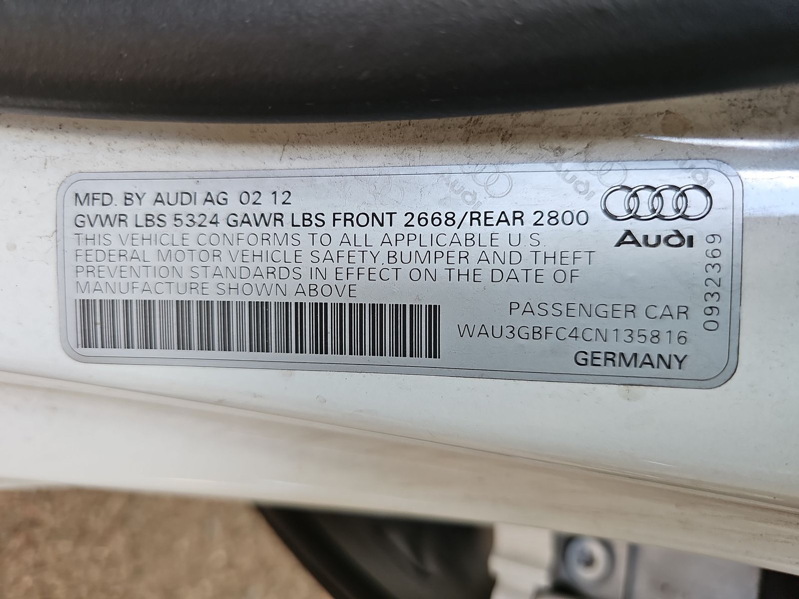 2012 Audi A7 3.0T Prestige AWD