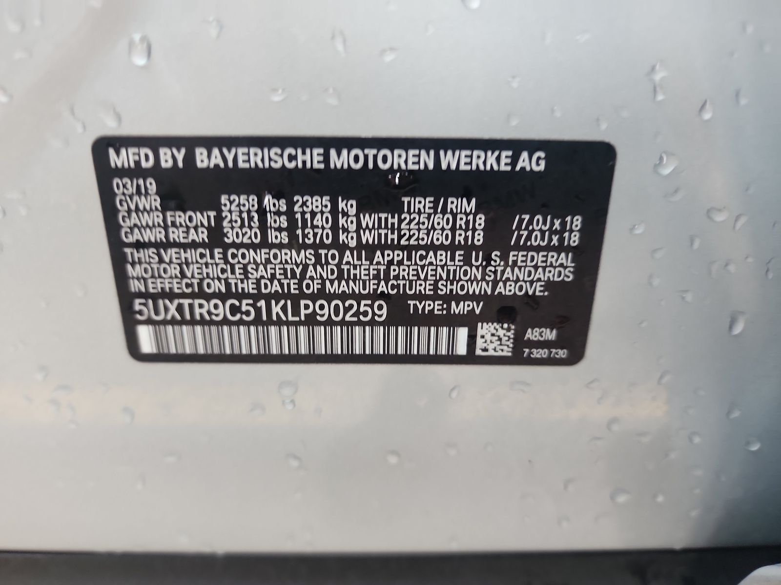 2019 BMW X3 xDrive30i AWD