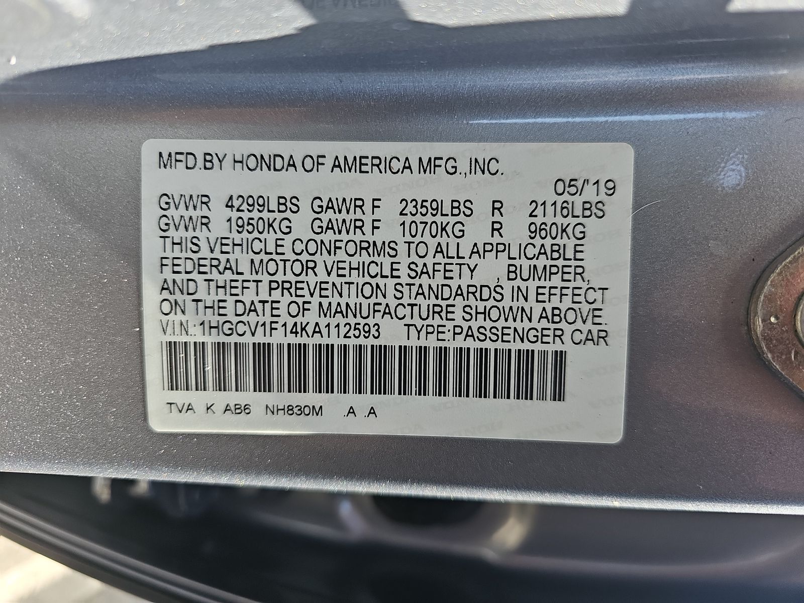 2019 Honda Accord LX FWD