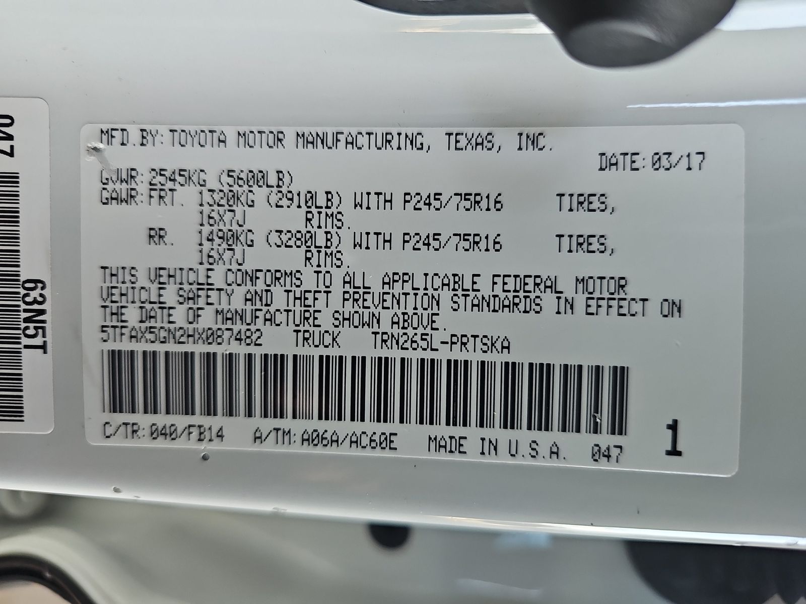 2017 Toyota Tacoma SR RWD