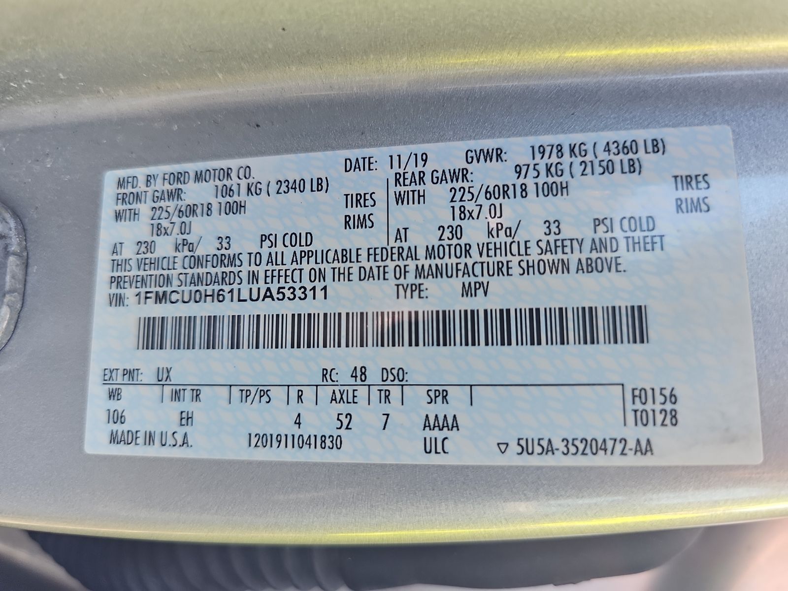 2020 Ford Escape SEL FWD