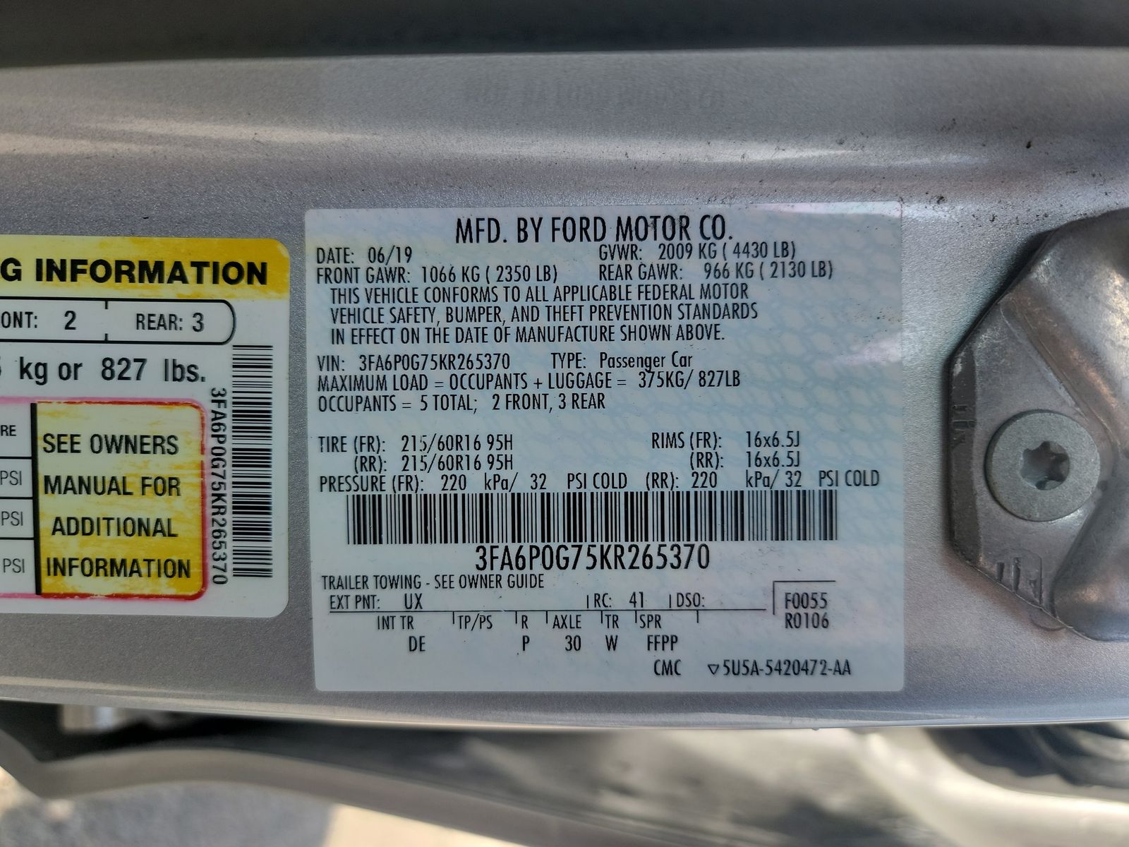 2019 Ford Fusion S FWD