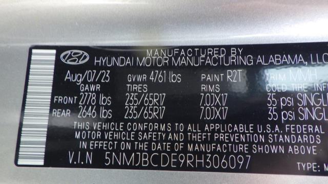 Used 2024 Hyundai Tucson SEL VIN 5NMJBCDE9RH306097
