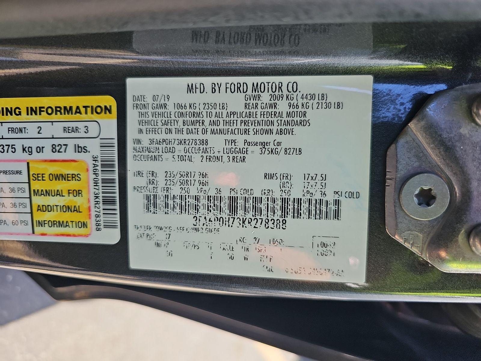 2019 Ford Fusion SE FWD