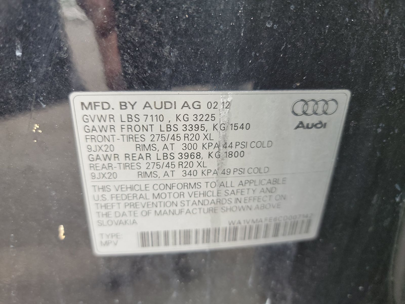 2012 Audi Q7 TDI Prestige AWD