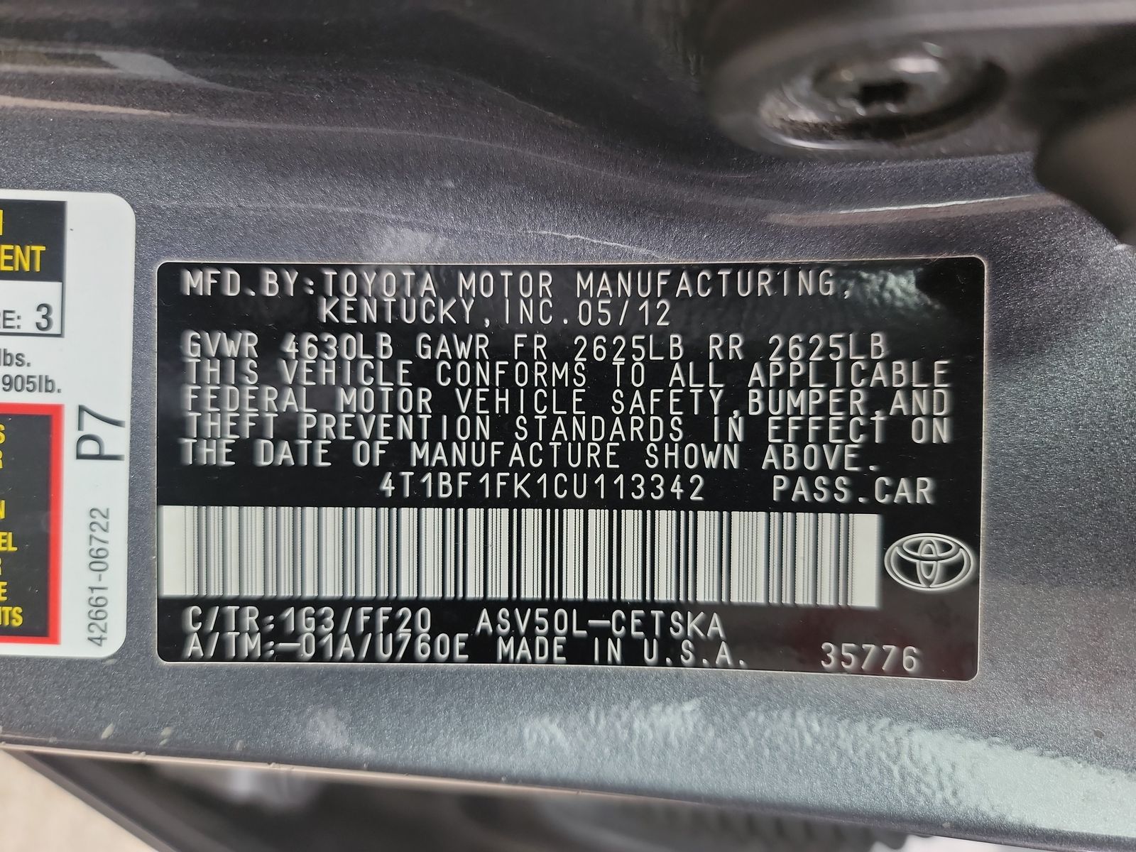 2012 Toyota Camry SE FWD