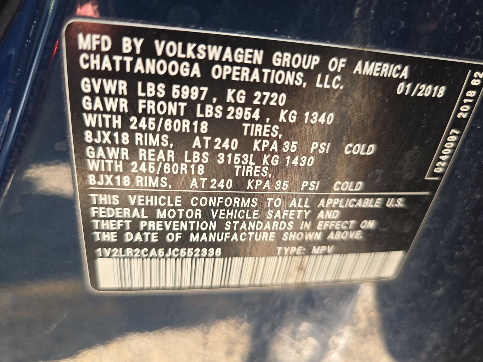 2018 Volkswagen Atlas 3.6L SE AWD