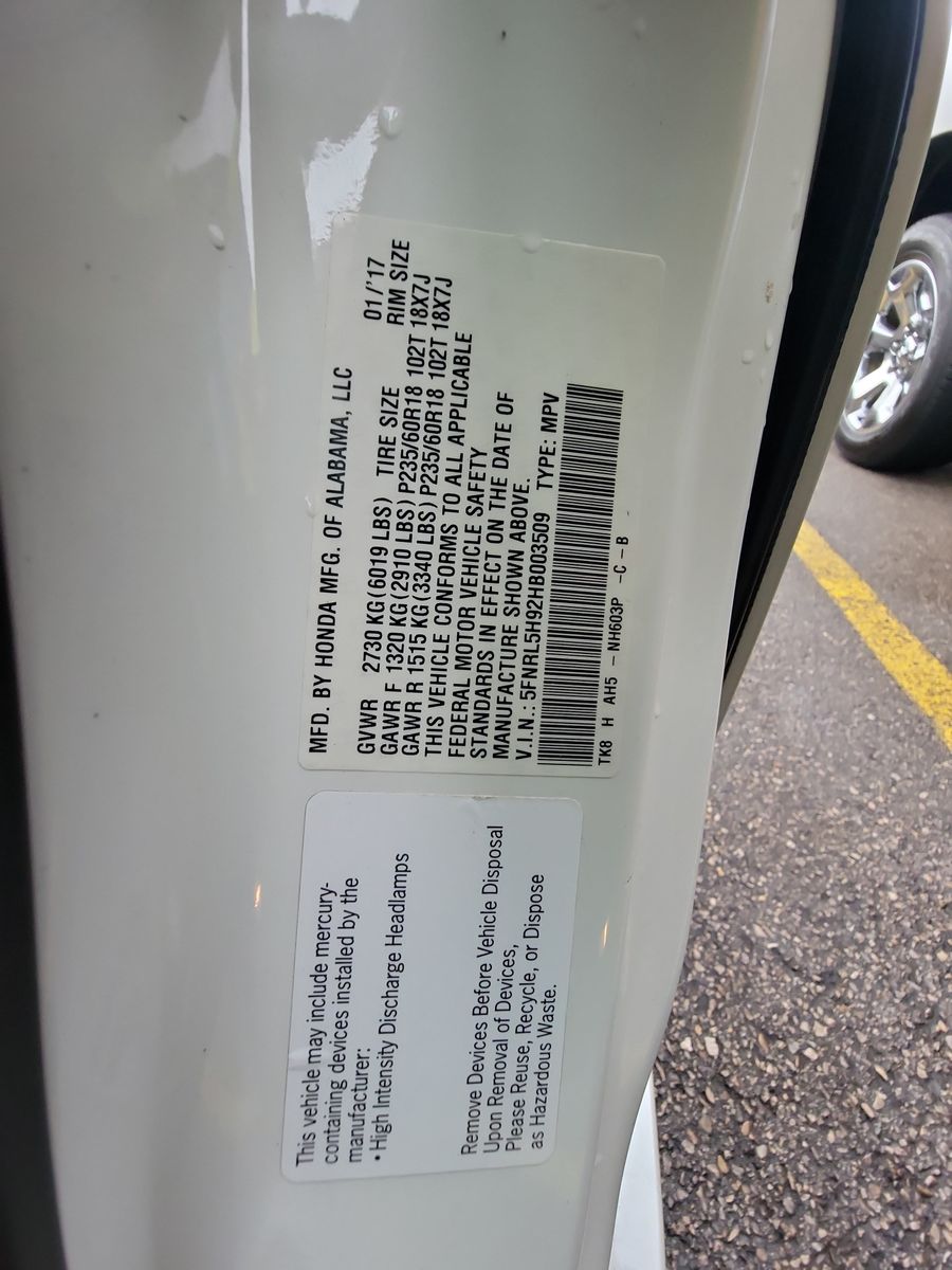 2017 Honda Odyssey Touring Elite FWD