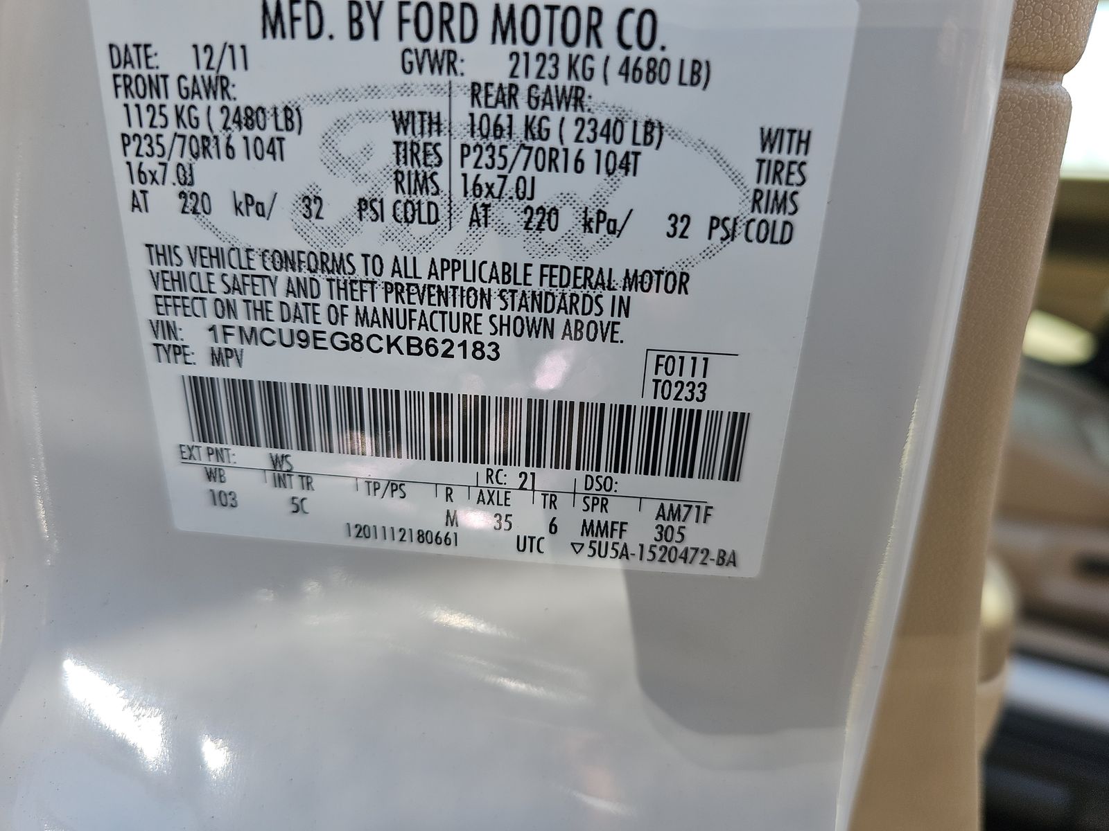 2012 Ford Escape Limited AWD