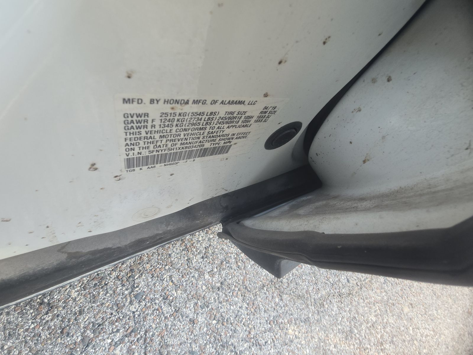 2019 Honda Pilot LX FWD