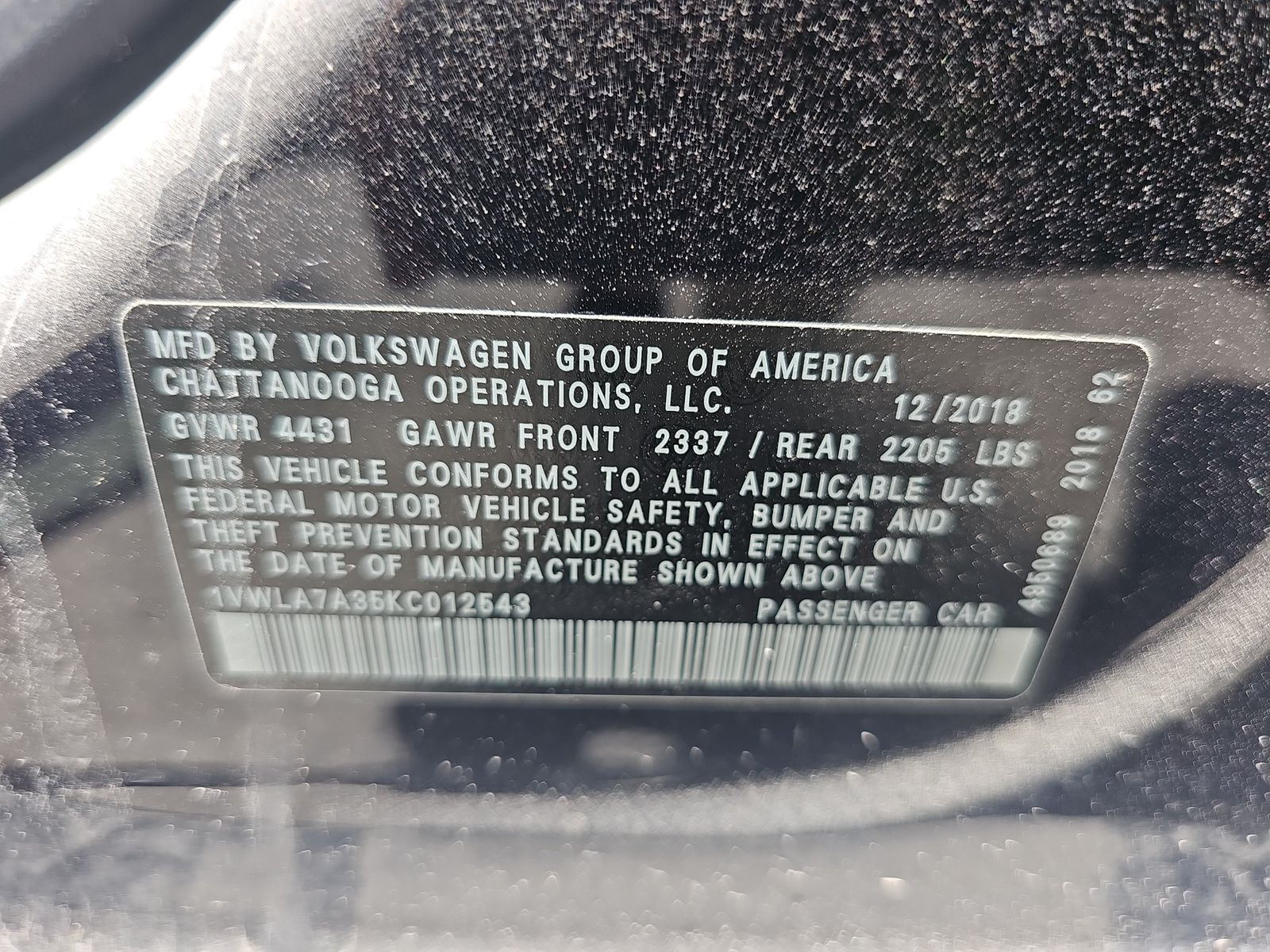 2019 Volkswagen Passat 2.0T Wolfsburg Edition FWD