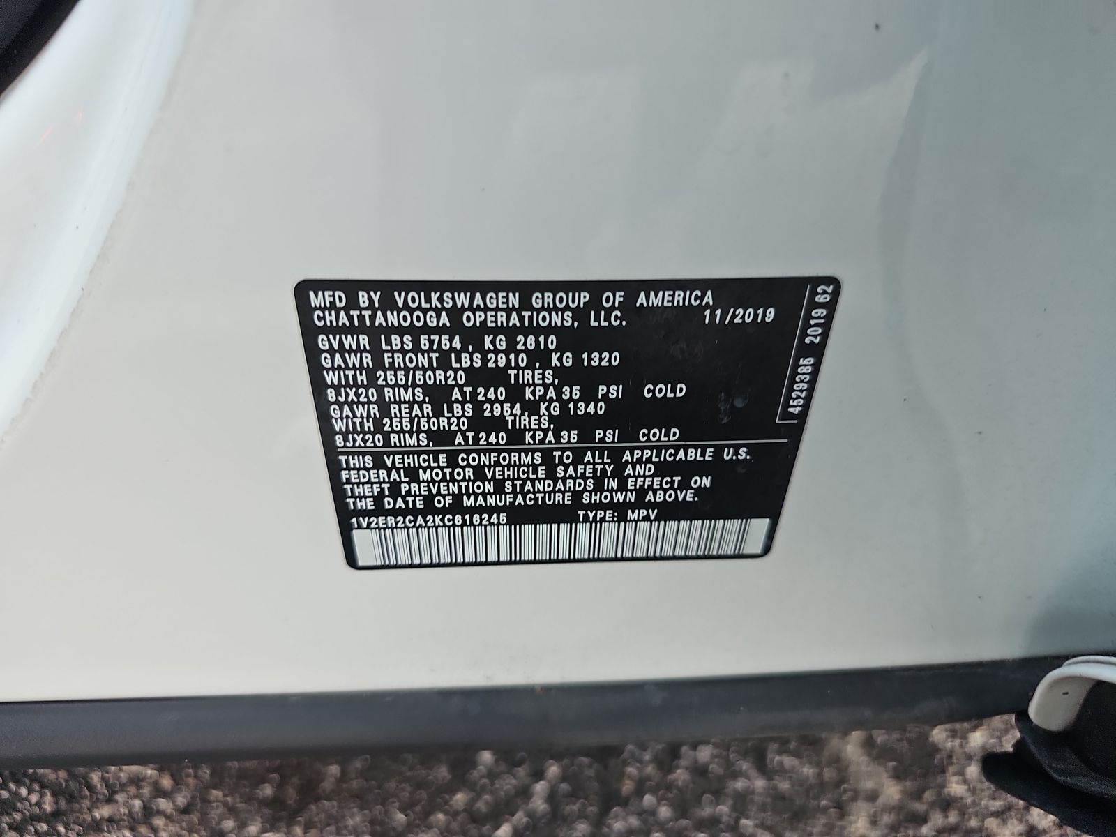 2019 Volkswagen Atlas 3.6L SEL FWD