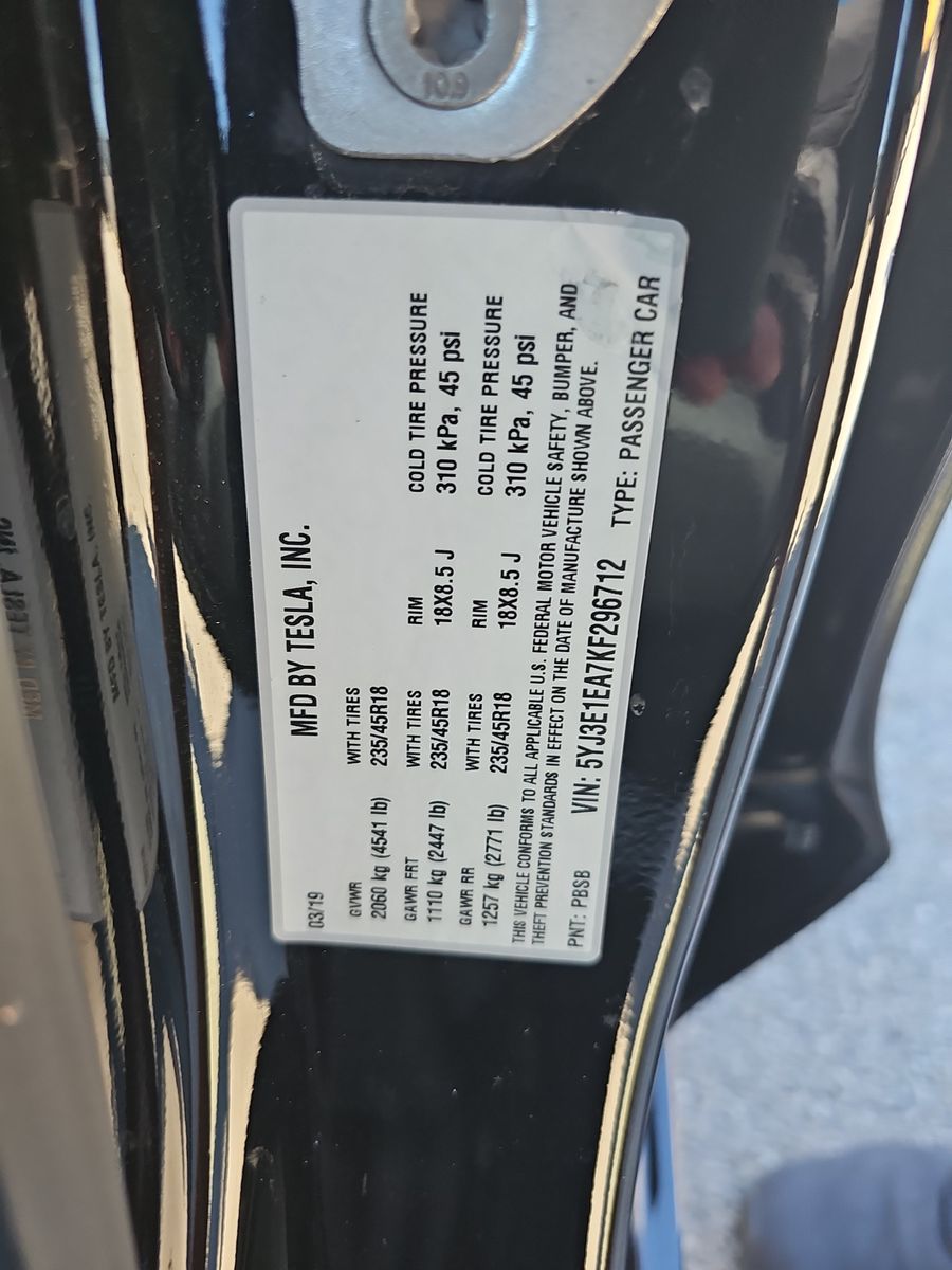 2019 Tesla Model 3 Standard Range Plus RWD