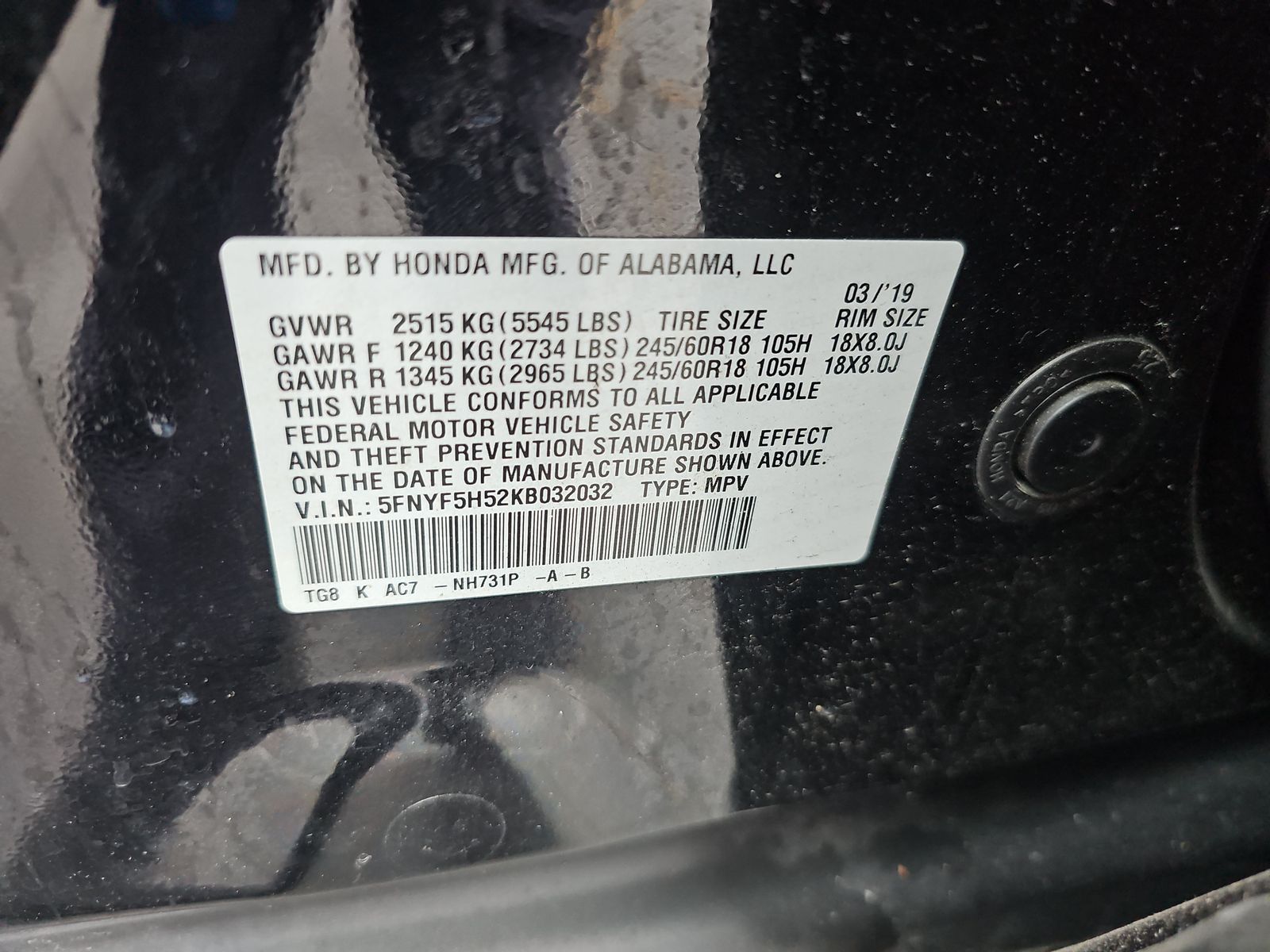 2019 Honda Pilot EX-L FWD