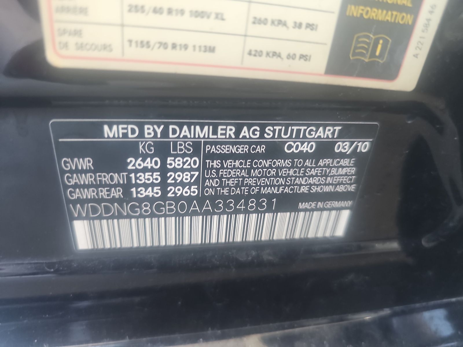 2010 Mercedes-Benz S-Class S 550 AWD