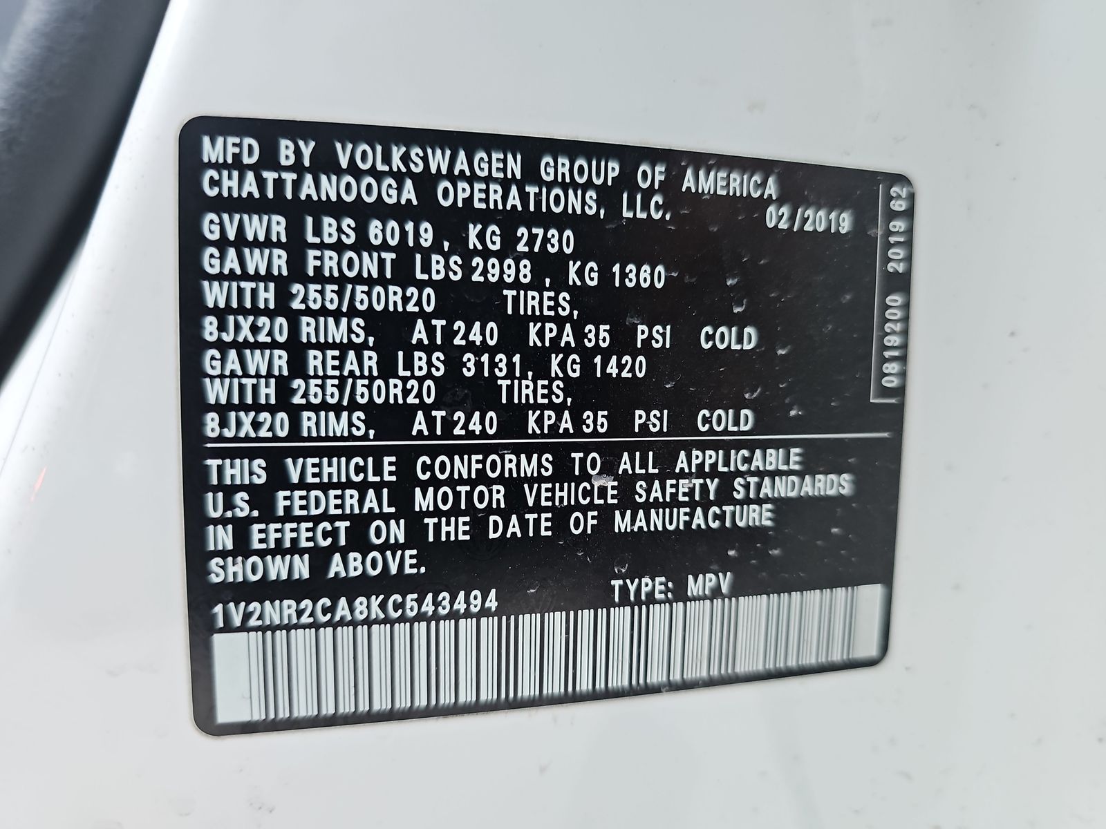 2019 Volkswagen Atlas 3.6L SEL Premium AWD