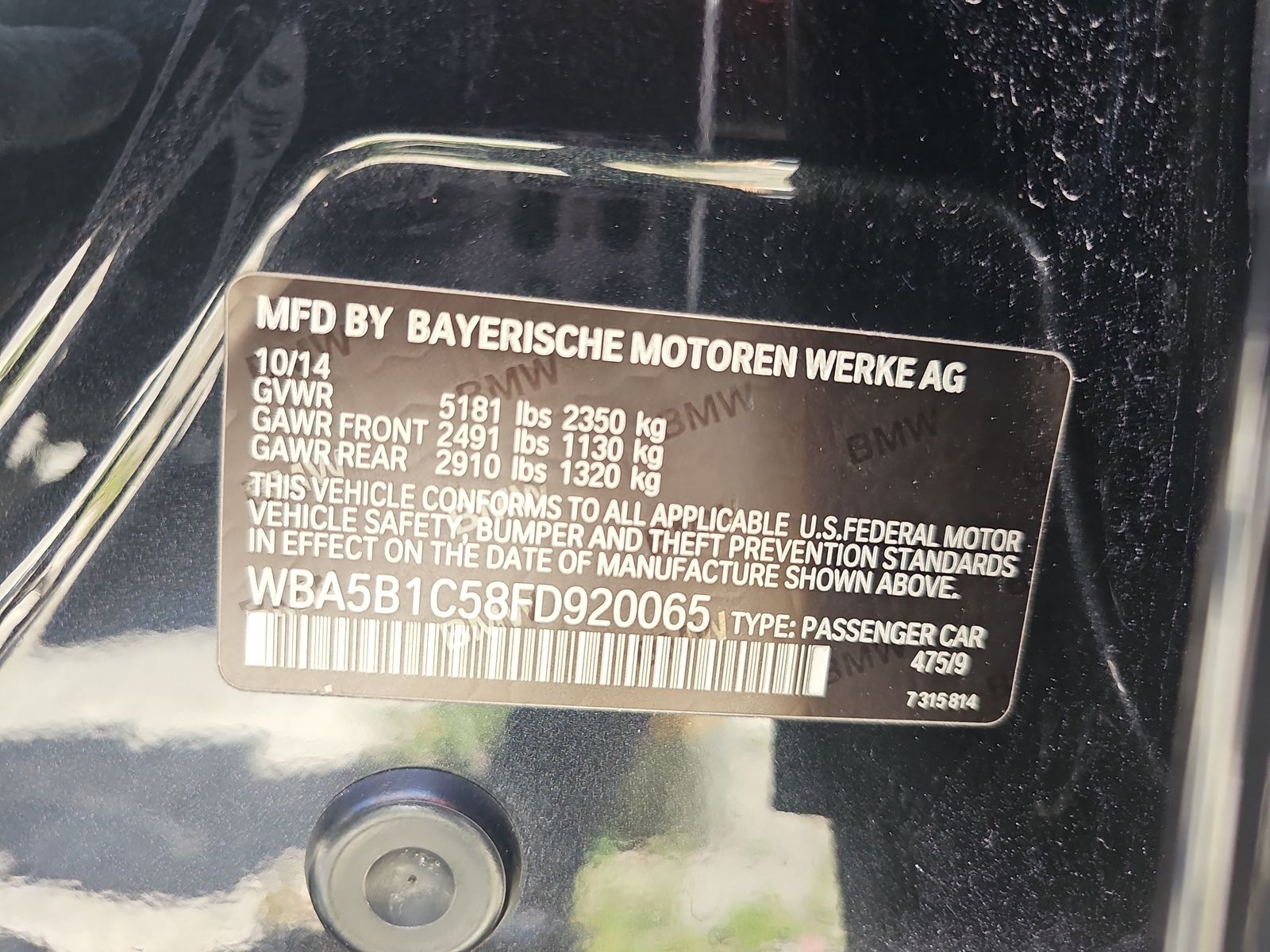 2015 BMW 5 Series 535i RWD