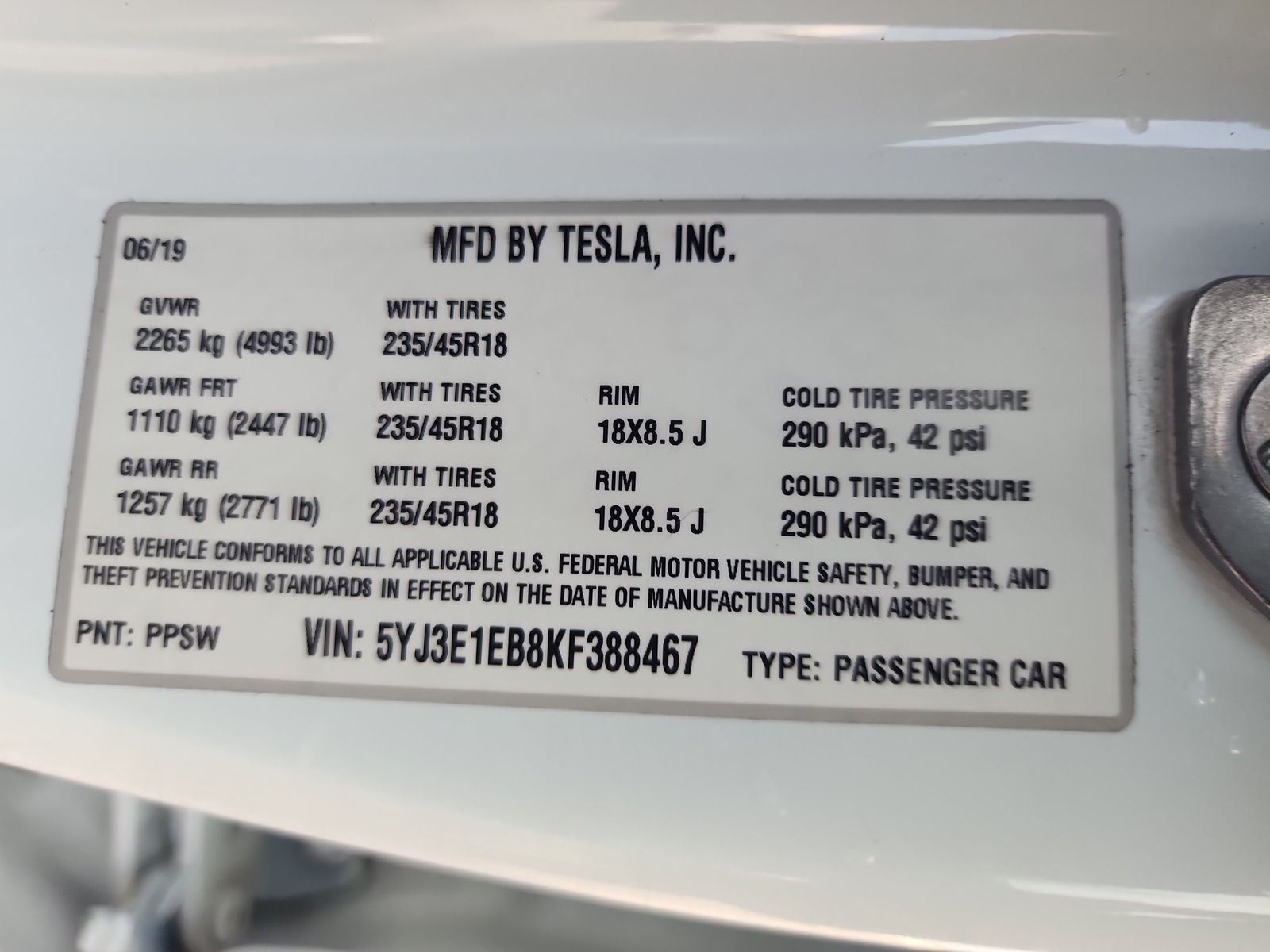 2019 Tesla Model 3 Long Range AWD