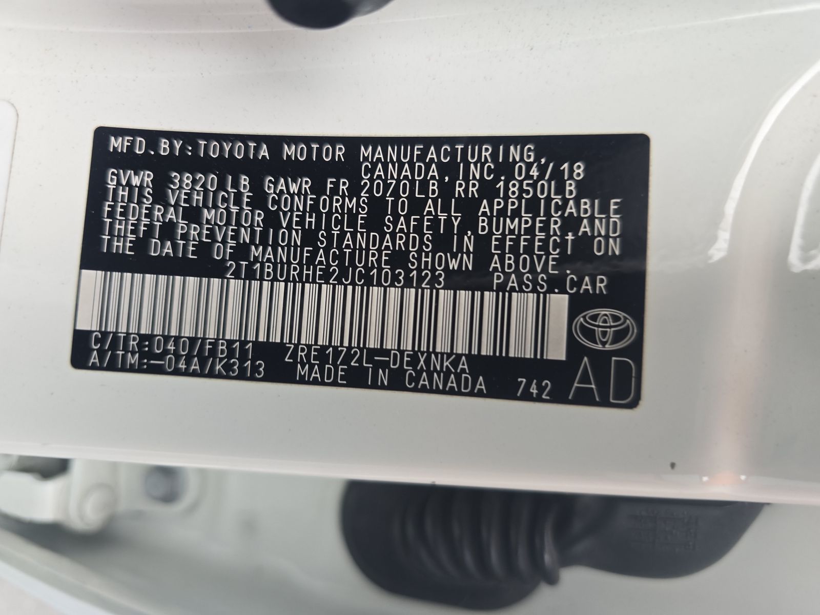 2018 Toyota Corolla LE FWD