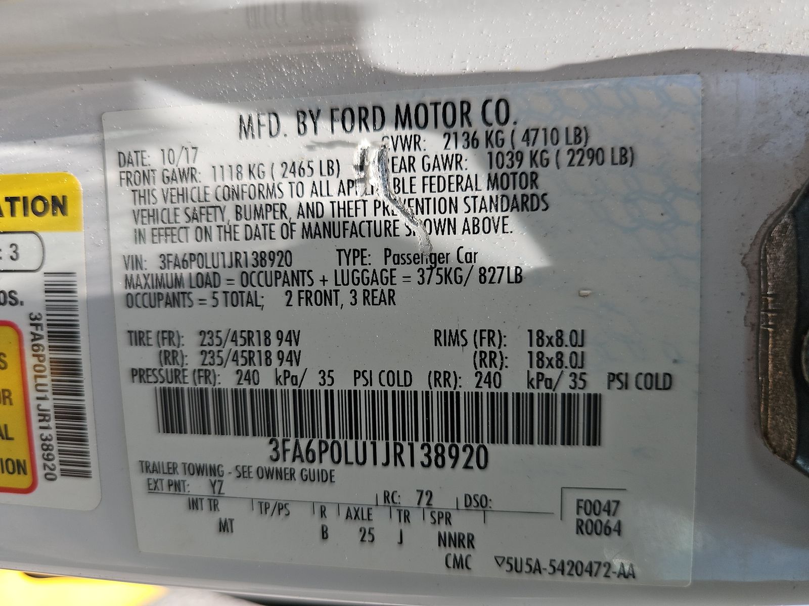 2018 Ford Fusion Hybrid SE FWD