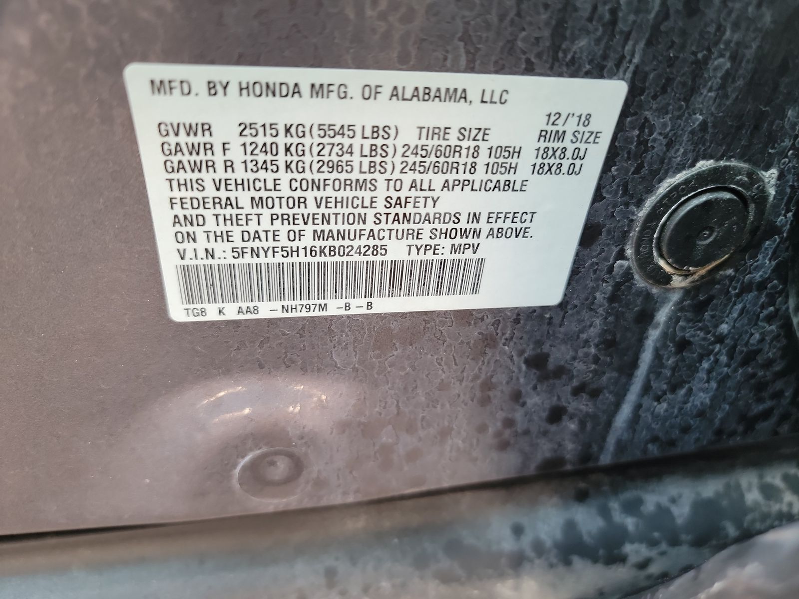 2019 Honda Pilot LX FWD