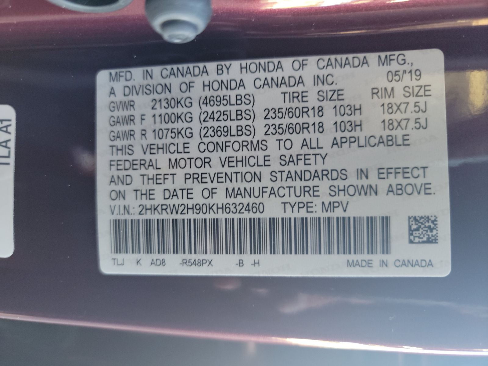 2019 Honda CR-V Touring AWD