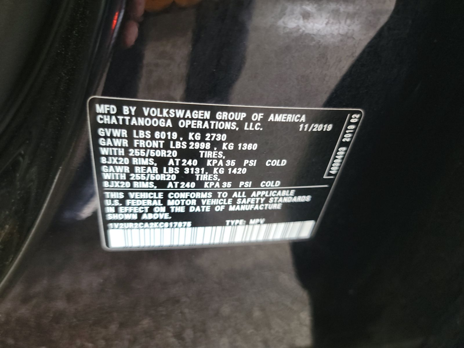 2019 Volkswagen Atlas 3.6L SE AWD