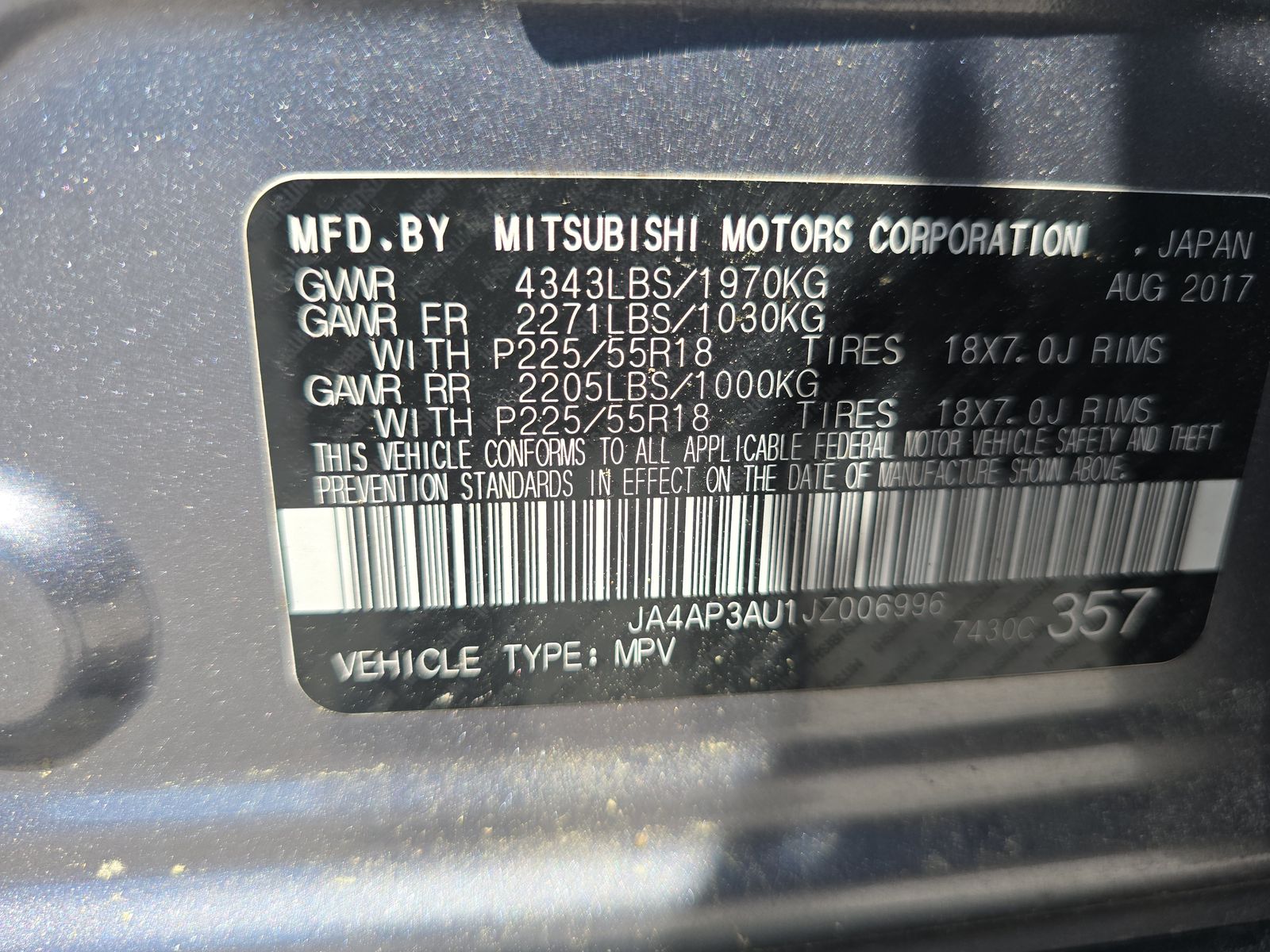 2018 Mitsubishi Outlander Sport ES FWD