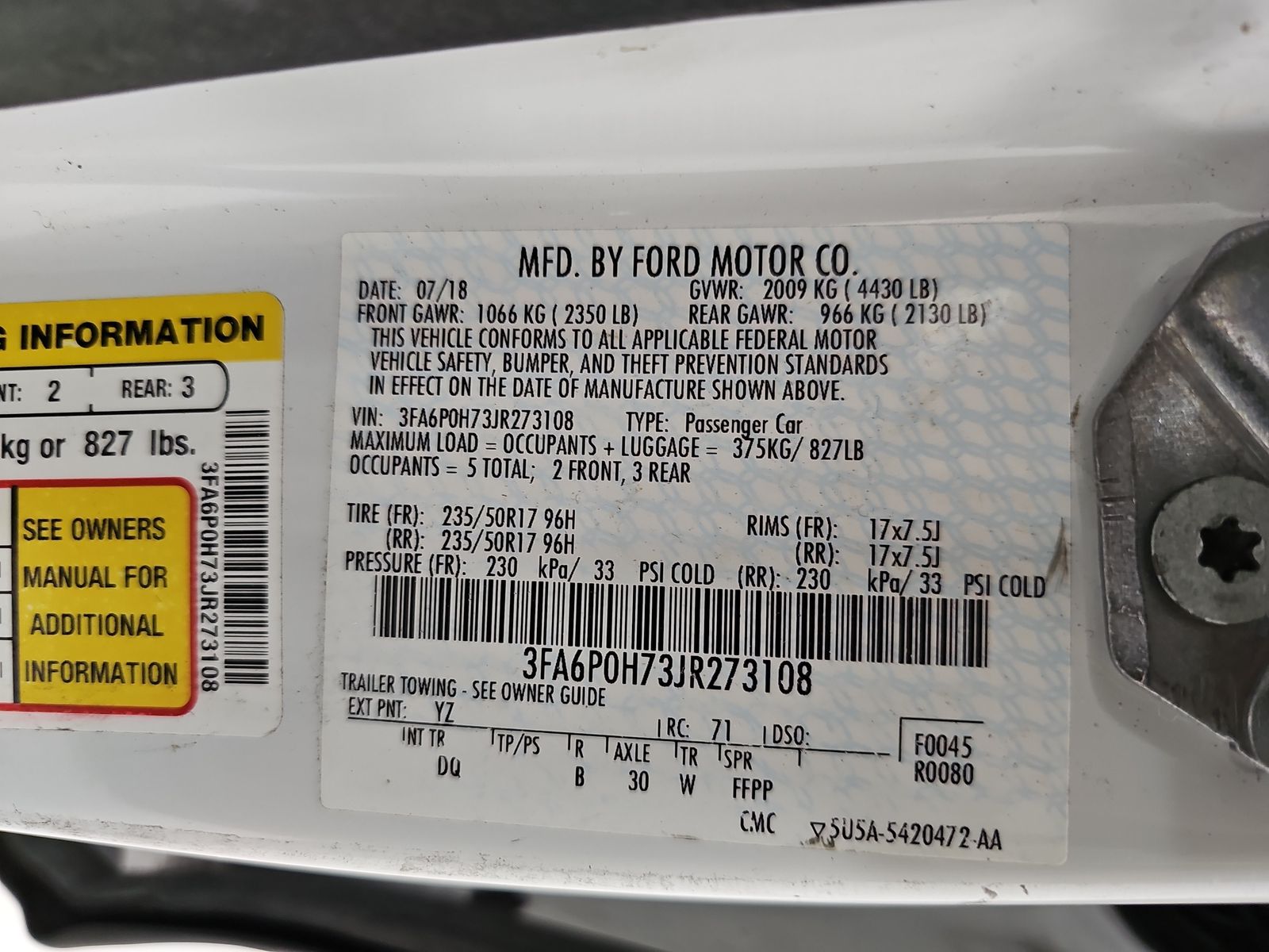 2018 Ford Fusion SE FWD