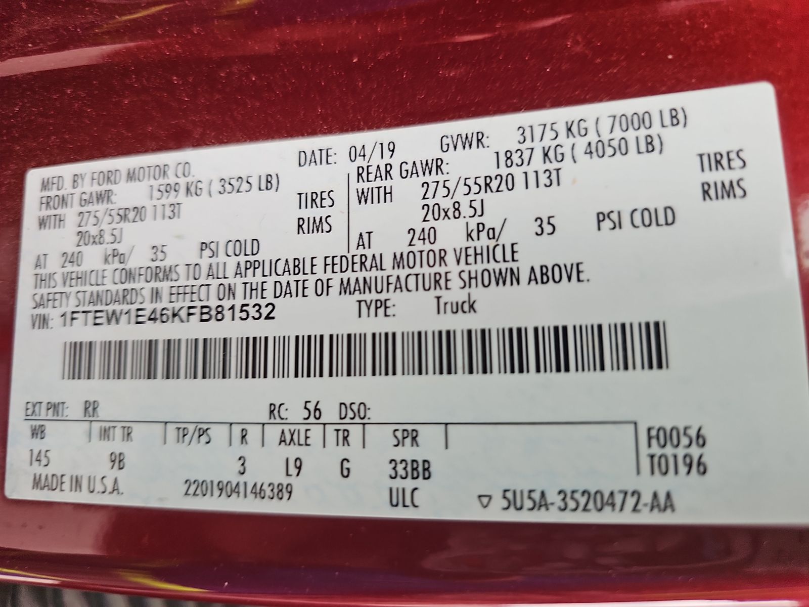 2019 Ford F-150 Platinum AWD