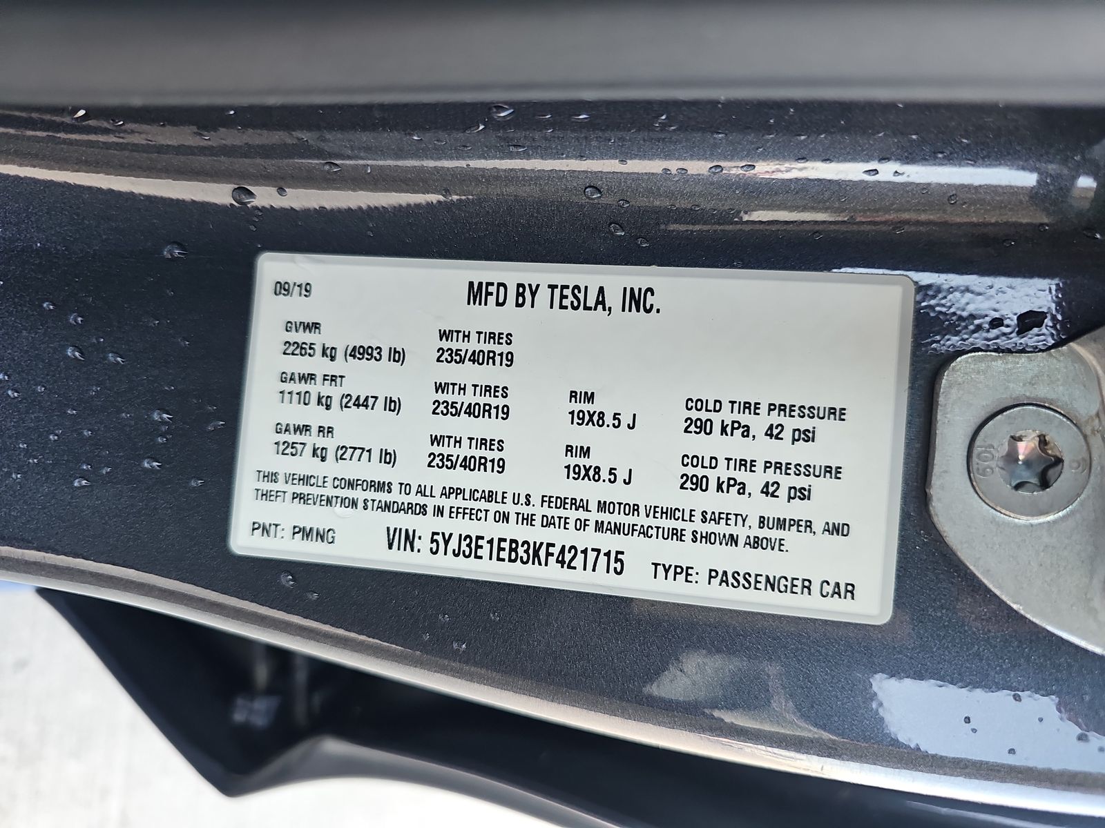 2019 Tesla Model 3 Long Range AWD