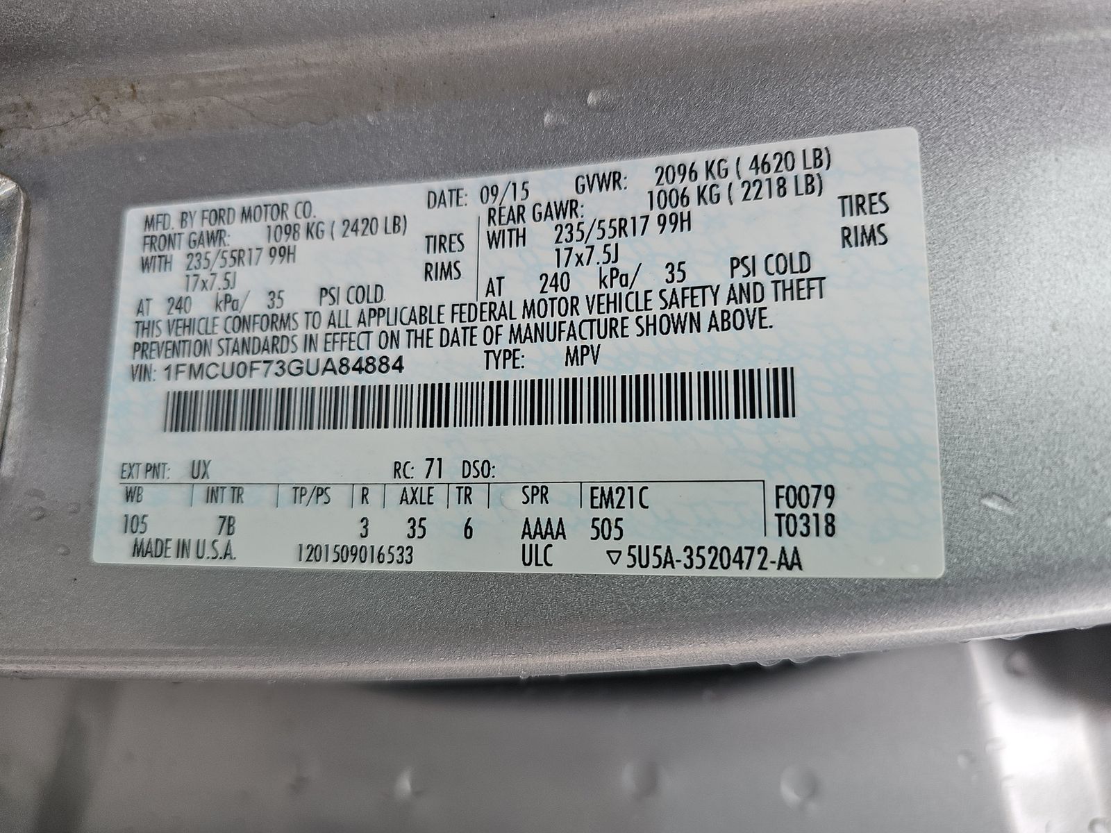 2016 Ford Escape S FWD