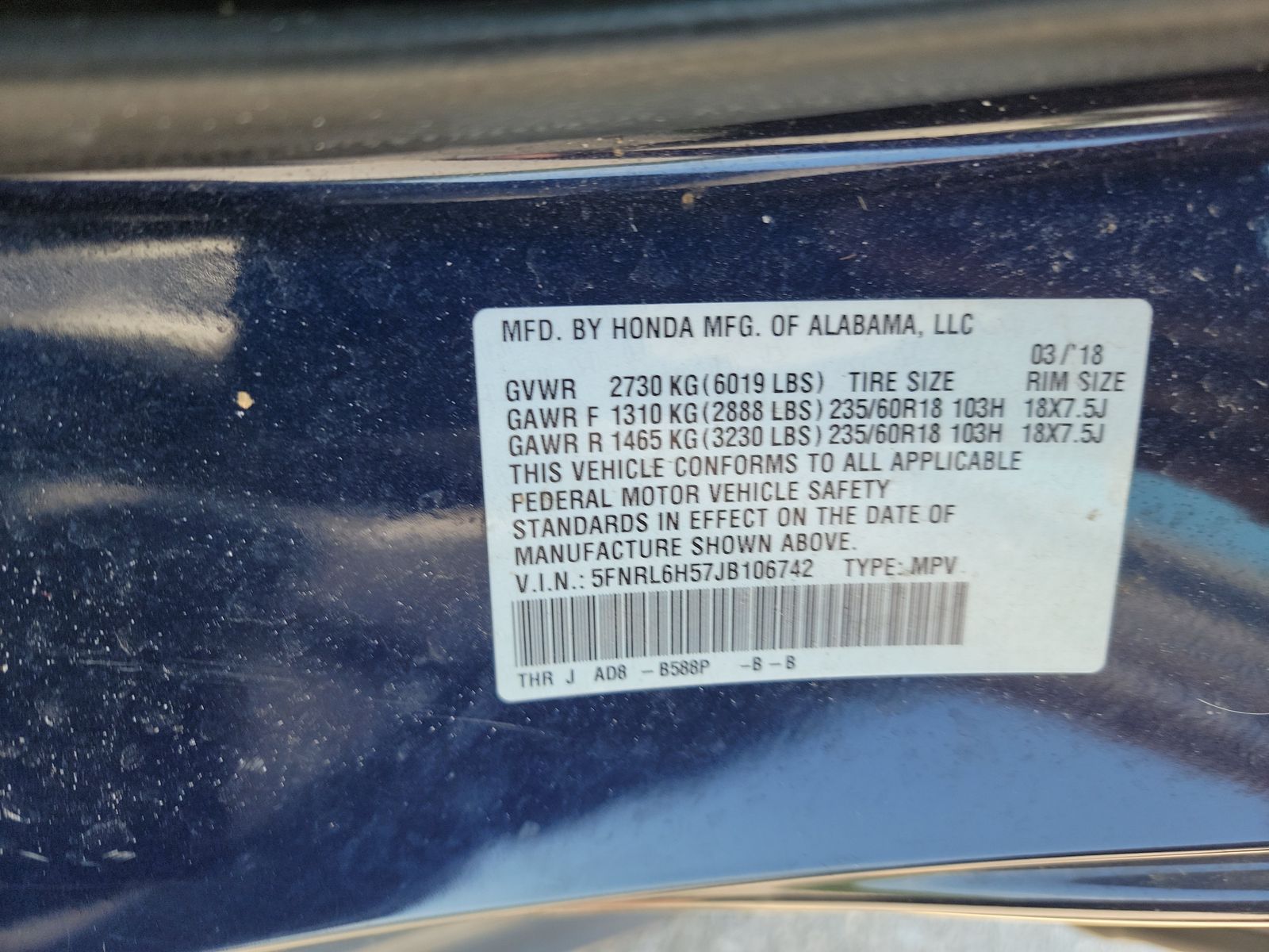 2018 Honda Odyssey EX FWD