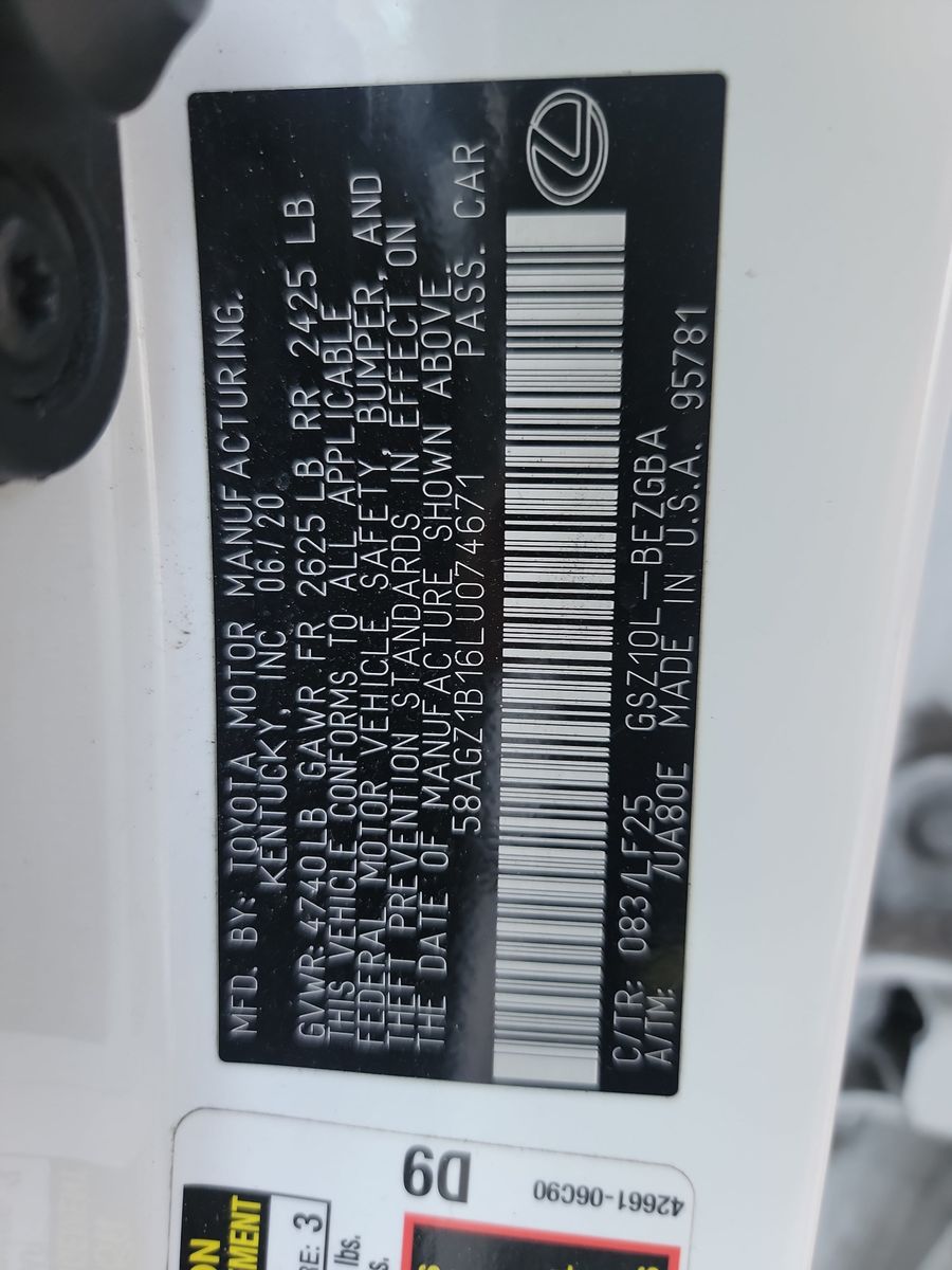 2020 Lexus ES ES 350 F SPORT FWD