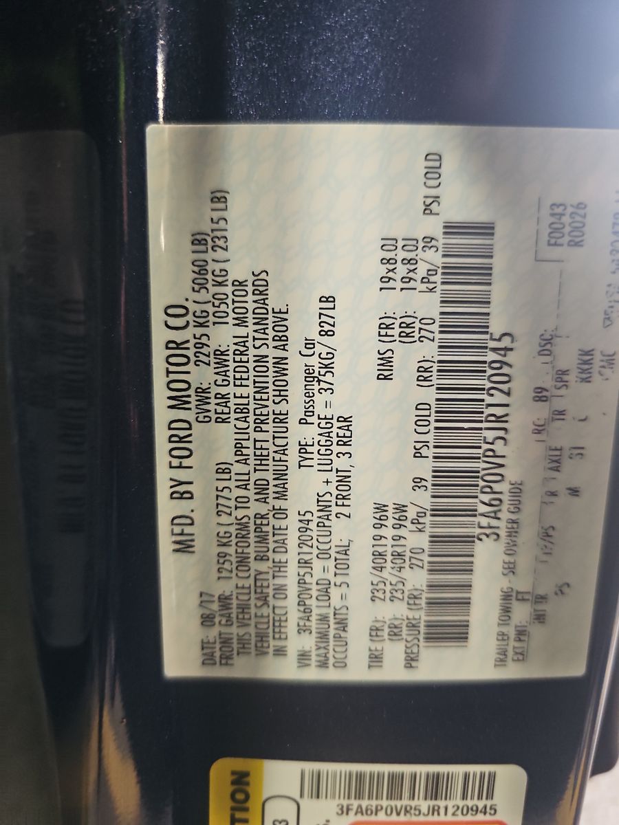 2018 Ford Fusion V6 Sport AWD