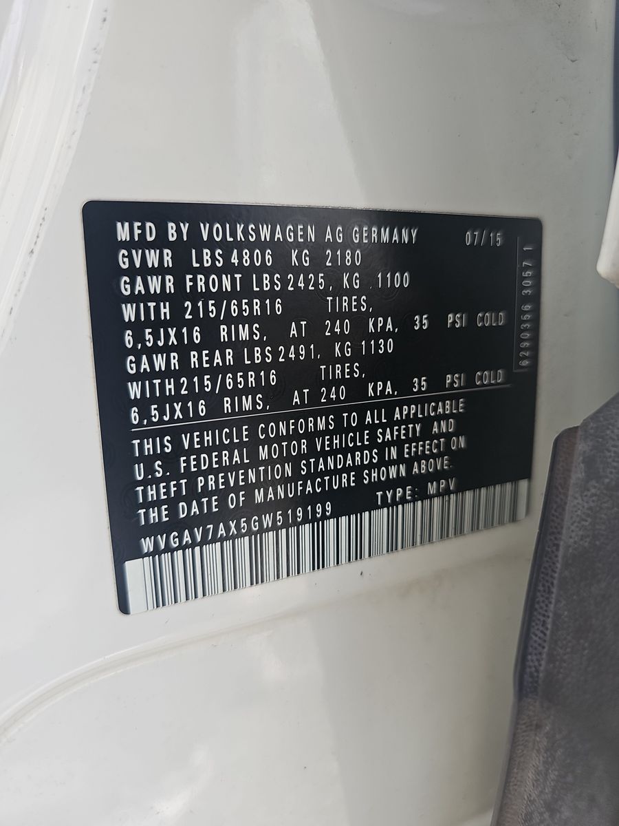 2016 Volkswagen Tiguan 2.0T S FWD