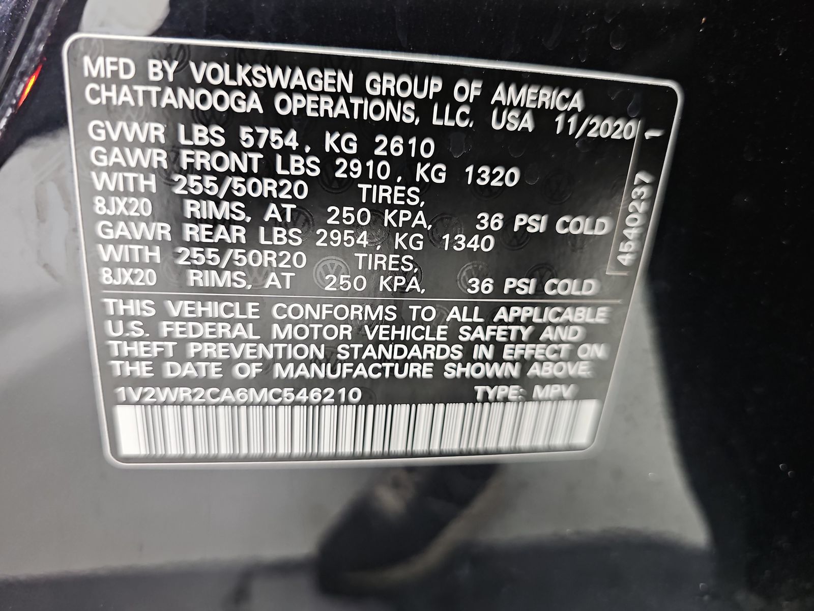 2021 Volkswagen Atlas 3.6L SE FWD