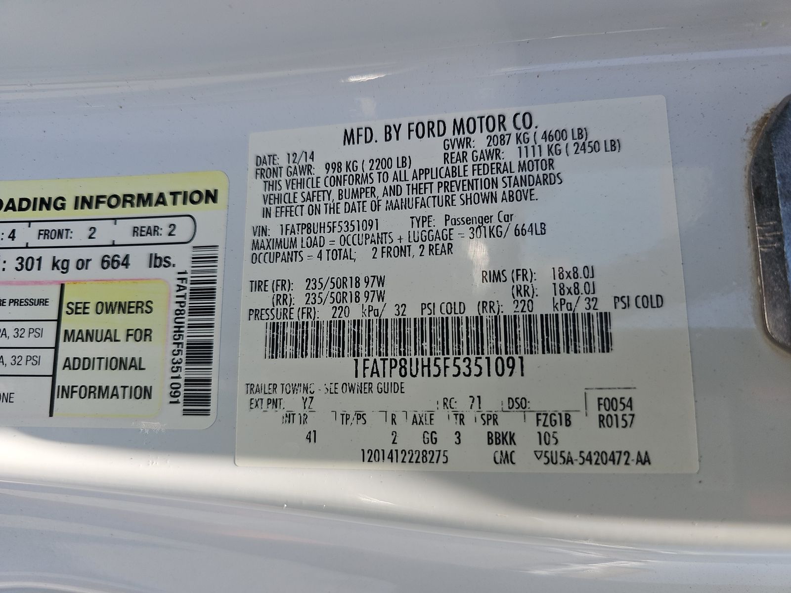 2015 Ford Mustang EcoBoost Premium RWD