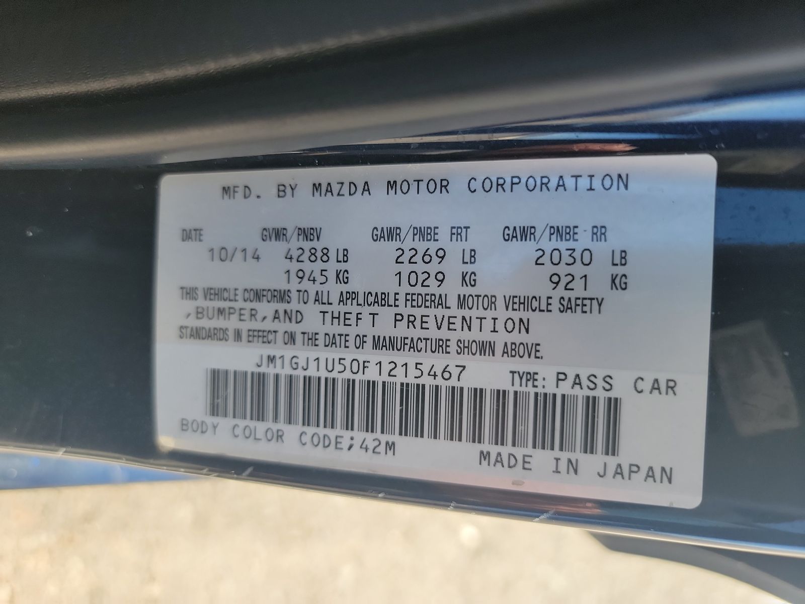 2015 MAZDA MAZDA6 Sport FWD