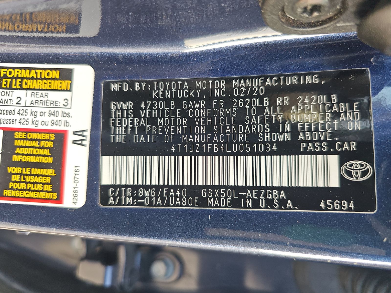 2020 Toyota Avalon XLE FWD