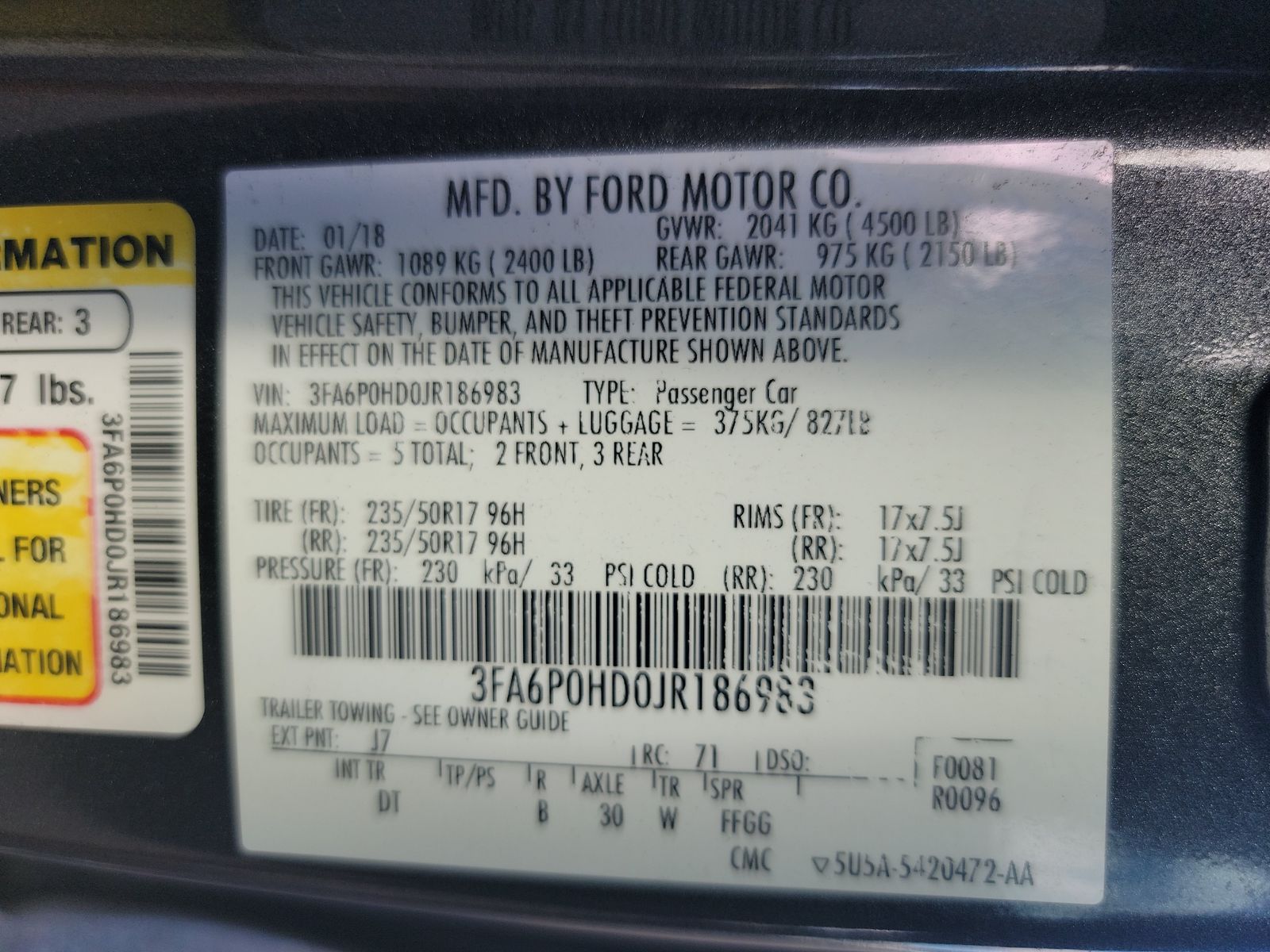 2018 Ford Fusion SE FWD