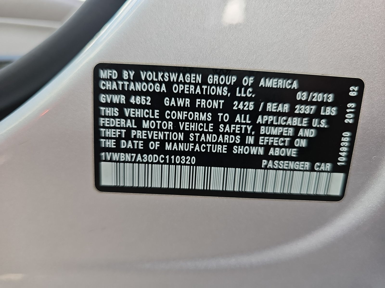 2013 Volkswagen Passat 2.0L TDI SE FWD