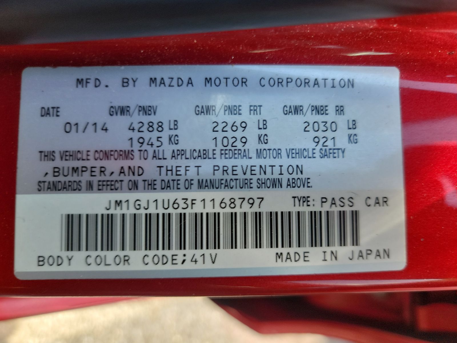 2015 MAZDA MAZDA6 Sport FWD