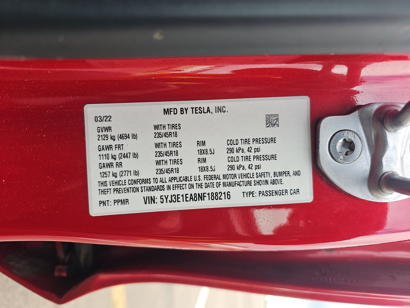 2022 Tesla Model 3 Standard Range RWD