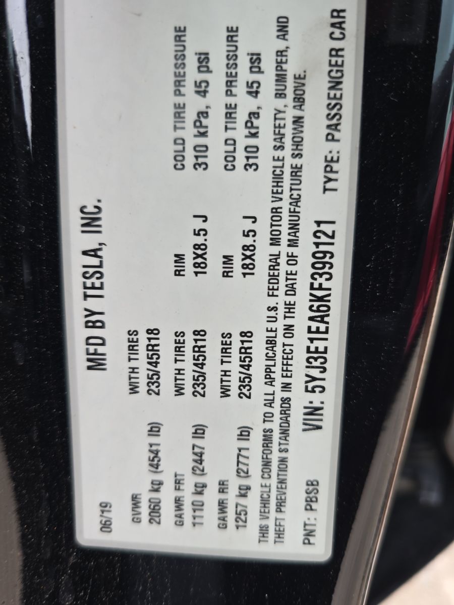 2019 Tesla Model 3 Standard Range Plus RWD